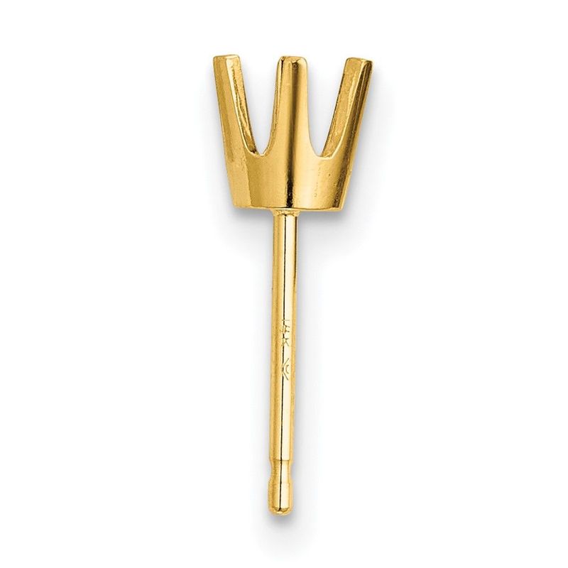 14ky Round 6-Prong .25ct. Flat Back Post Earring Mounting_voghion.com