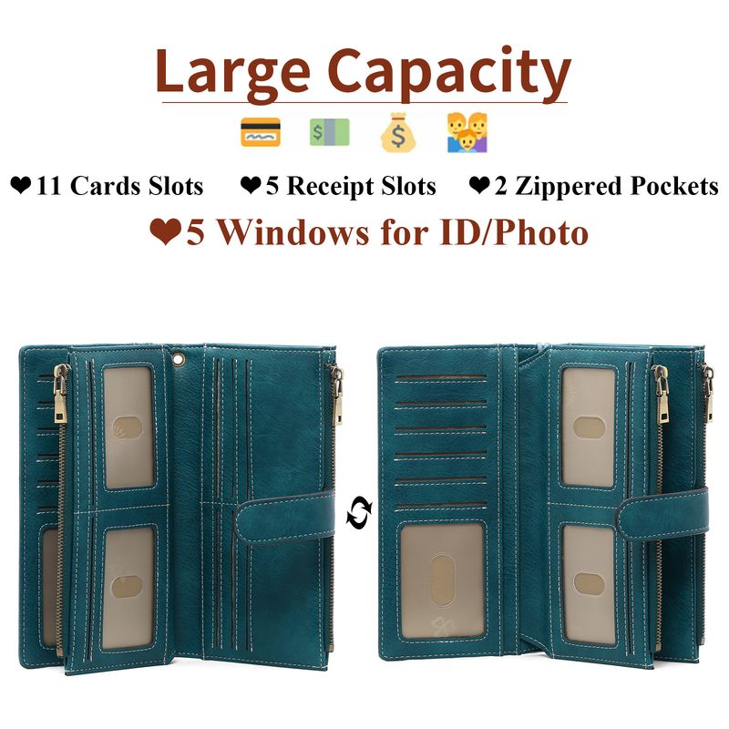 Women's Long Wallet Rfid Multi-functional Women's Money Clip Three Fold Clutch Bag_voghion.com