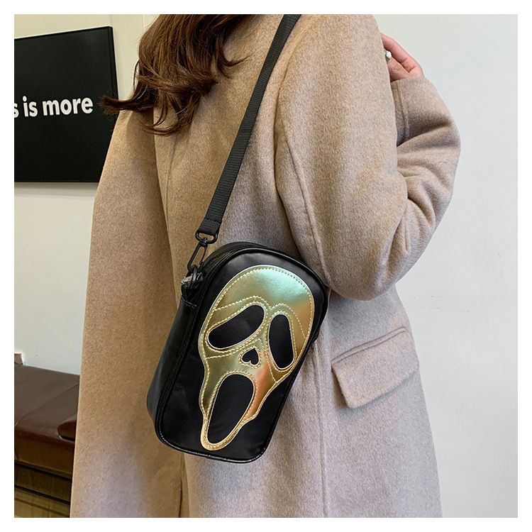 Funny Skull Crossbody Bag For Women - Gothic Halloween PU Shoulder Purse With Phone Pocket & Zipper Closure (Multiple Colors)_voghion.com