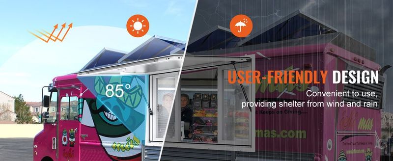 VEVOR Concession Window 36"x36", Aluminum Alloy Food Truck Service Window With 4 Horizontal Sliding Windows & Awning Door & Drag Hook, Up To 85 Degrees Serving Window For Food Truck Concession Trailer_voghion.com
