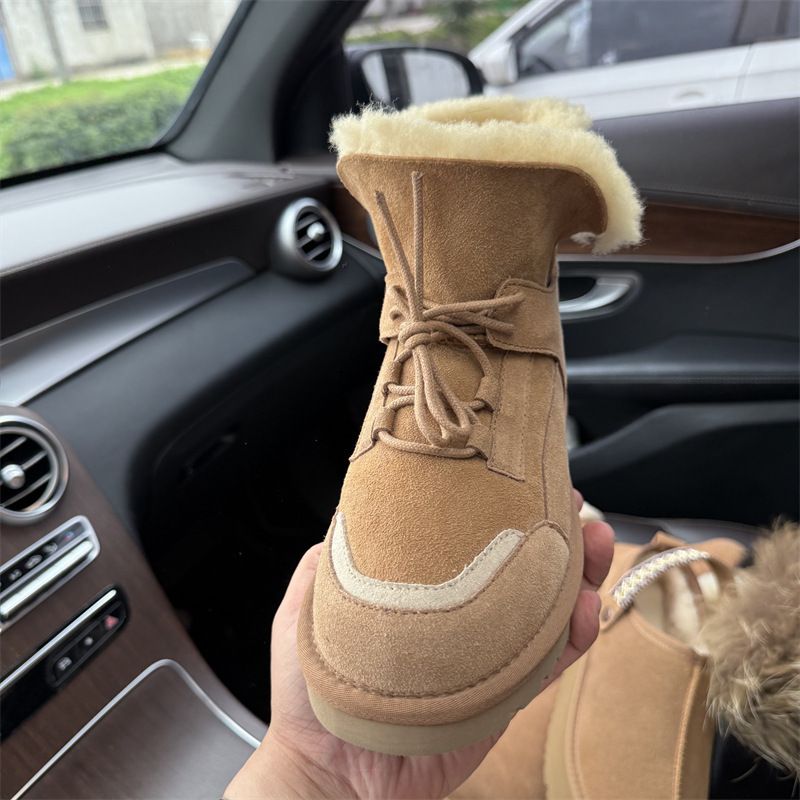 Winterstiefel mit Schnürung für Damen, 2025, neue warme Schuhe aus Schaffellwolle mit Fleecefutter und rutschfester Sohle_voghion.com