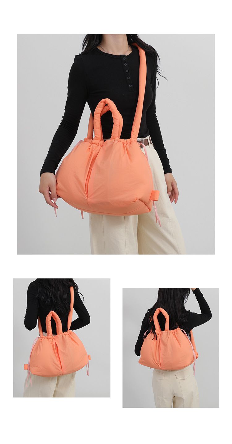 New style portable down cotton bag winter versatile fashion shoulder messenger bag multifunctional pleated casual backpack_voghion.com