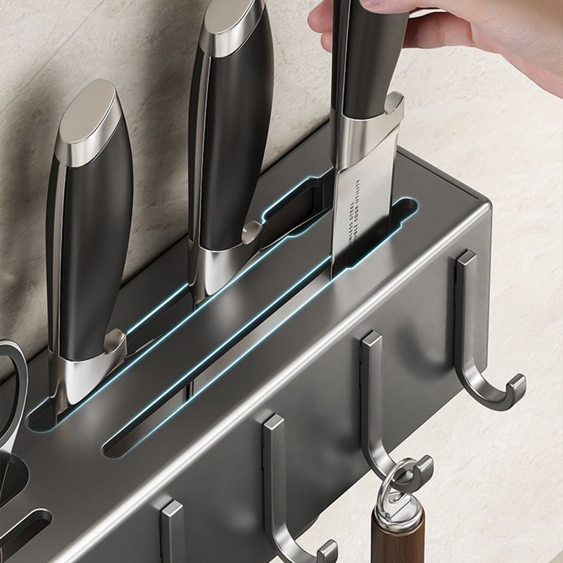 Wandmontierter Küchenmesserhalter mit integriertem Topfdeckelhalter, Essstäbchenhalter und Schneidebrett-Messeraufbewahrung_voghion.com