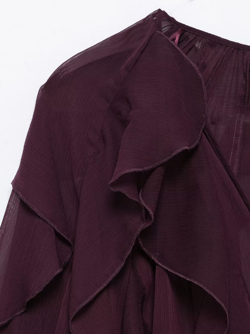 Camicia a tinta unita con decorazioni a strati, stile primaverile, per donna_voghion.com
