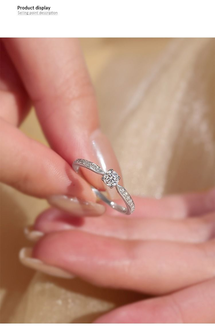 Mo Sang's Original Heart Diamond Argento puro, proposta di matrimonio semplice e alla moda, Anello di simulazione, Dea_voghion.com
