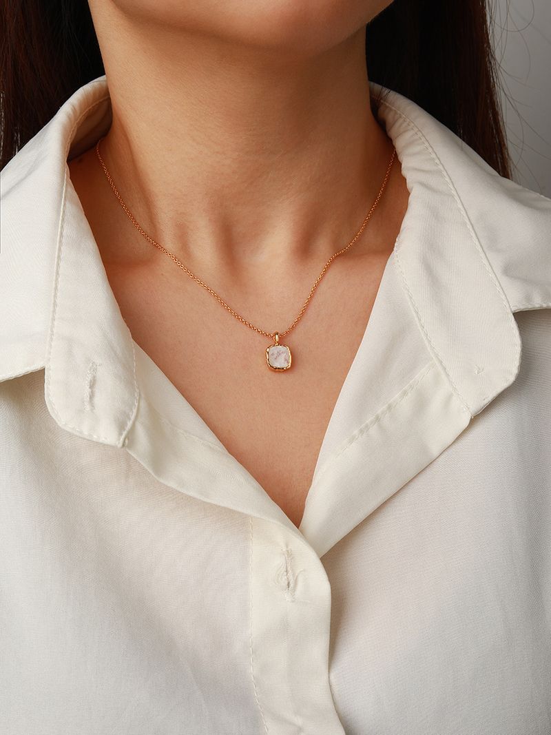 Collana con ciondolo semplice in amazzonite naturale, pietra di luna e rodonite, placcata in oro argento S925_voghion.com