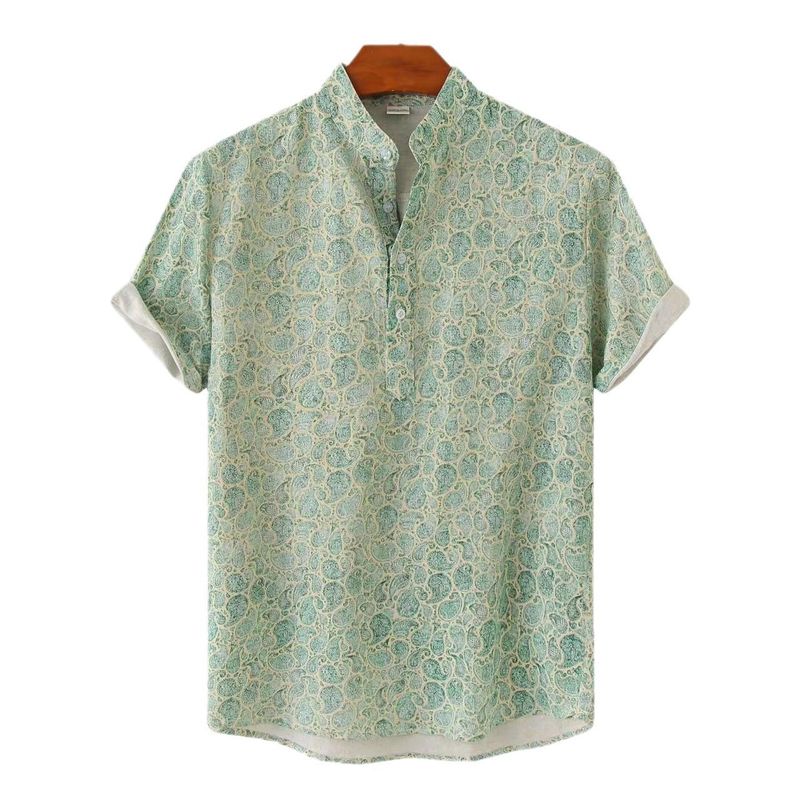 Herren 2025 Neues Blumen-Strand-Kurzarm-Sommerhemd mit Camouflage-Print für Männer_voghion.com