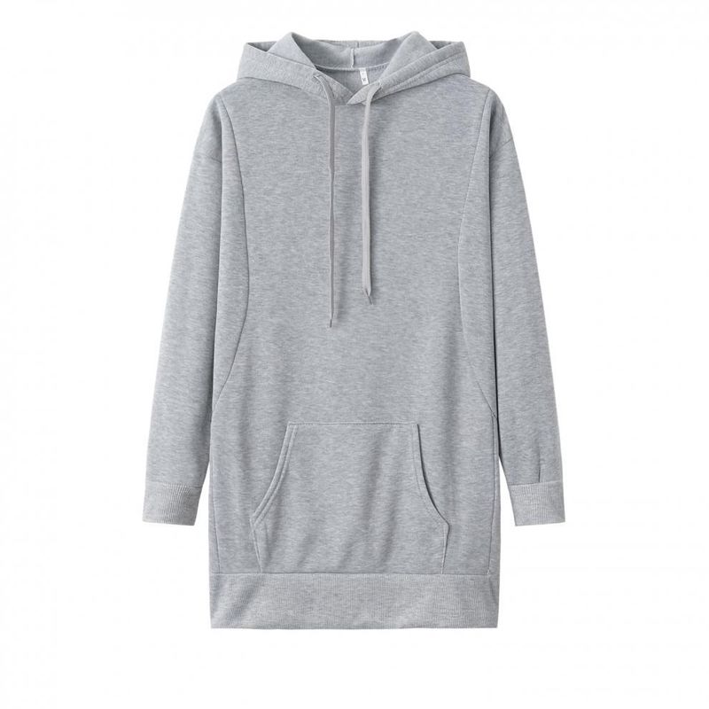 Women's solid color hooded loose long-sleeved padded women's sweatshirt_voghion.com
