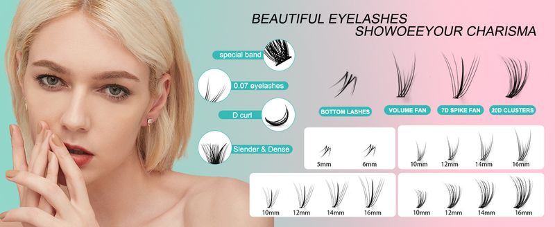 Großes Set mit segmentierten falschen Wimpern, gemischte untere Wimpern und natürliche einzelne Wimpernbüschel zum Selbermachen_voghion.com