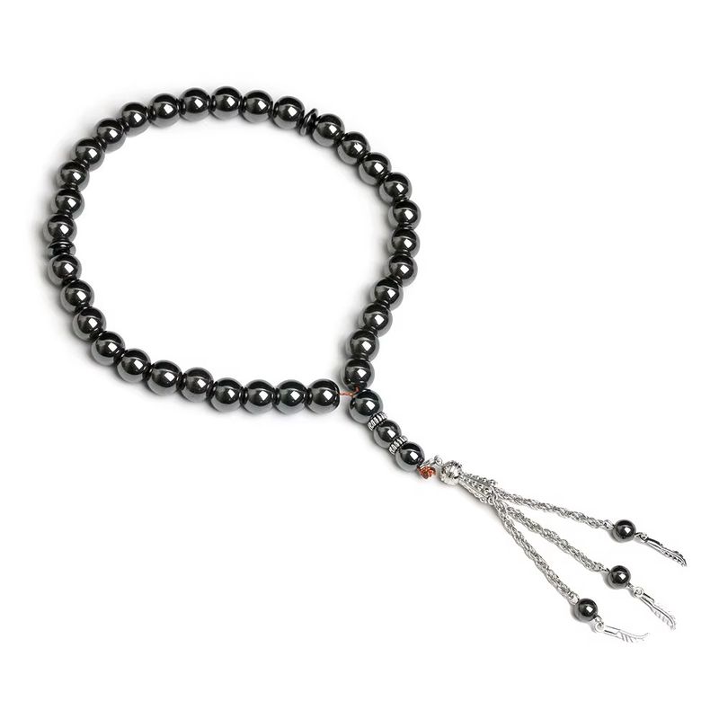 Müslüman 10mm 33 Boncuk Bileklik Siyah Safra Taşı İslami Övgü Boncukları Arapça Türkçe TASBIH Övgü Boncukları_voghion.com
