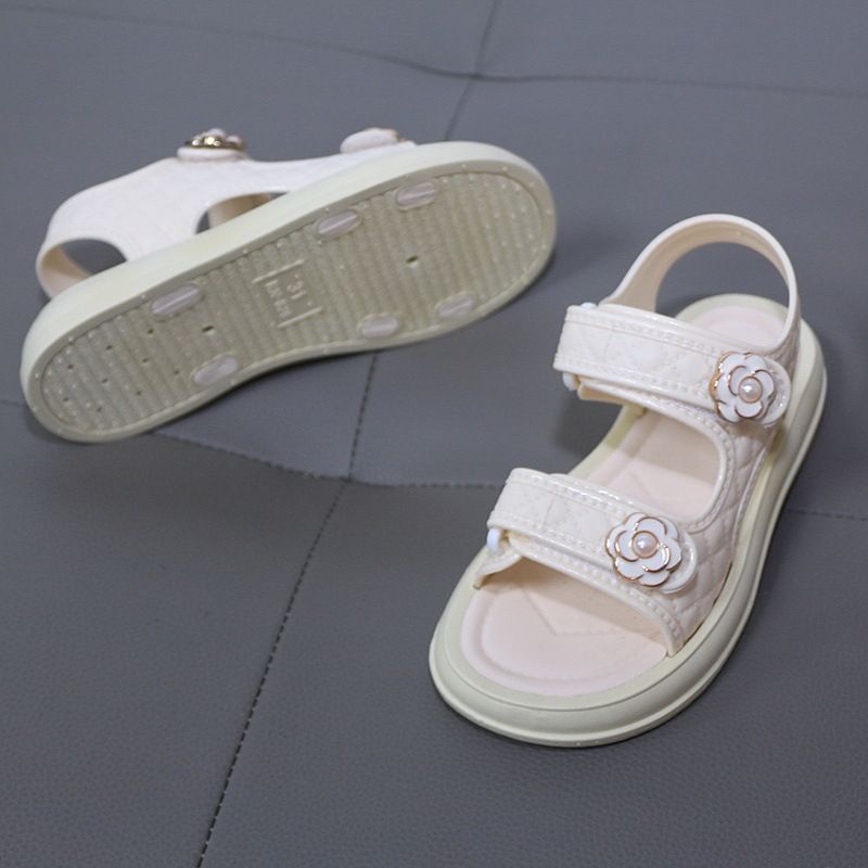 Chaussures pour enfants et mères, nouveau style d'été, accessoires floraux pour filles, sandales simples et décontractées, chaussures de plage polyvalentes à bout ouvert, pantoufles_voghion.com