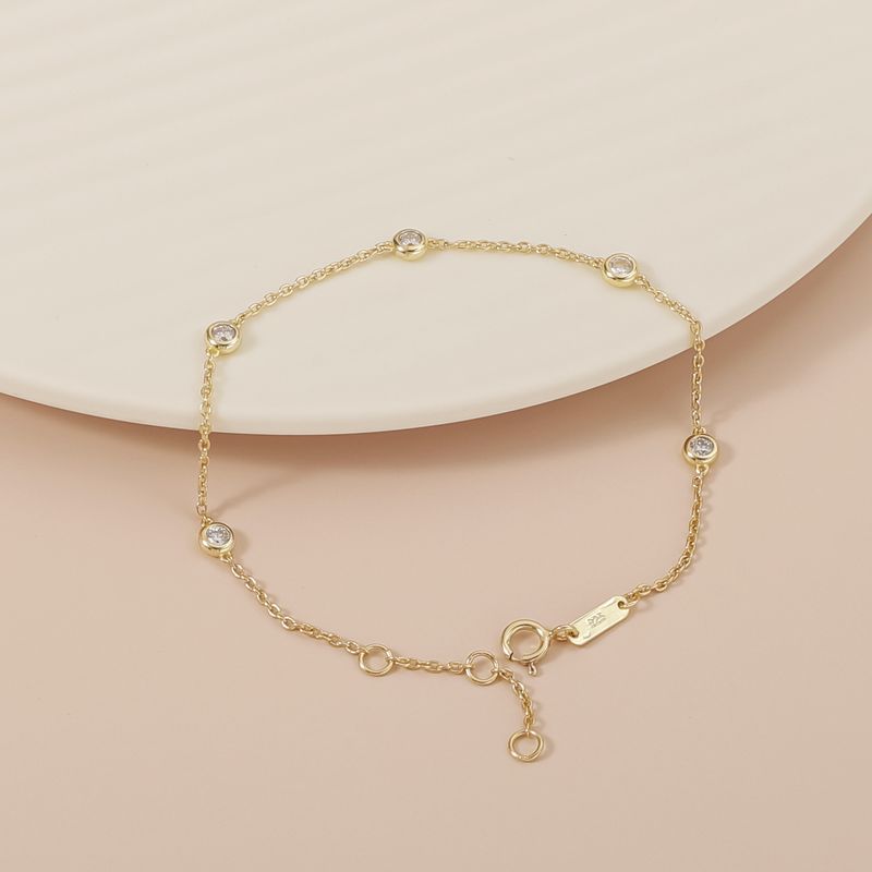 Braccialetto coreano alla moda regolabile in argento sterling con moissanite tonda da 2,5 mm e cinque stelle splendenti_voghion.com