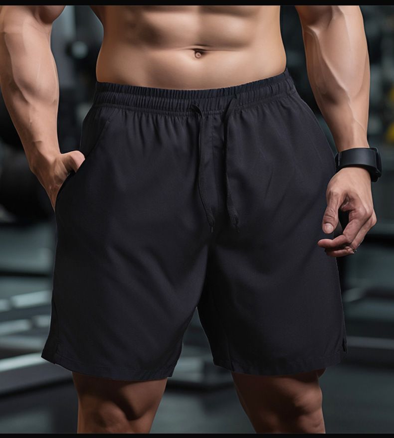 Shorts Men Summer Solid Color Large Size Loose Casual Pants Men Thin Quick Drying Running Sports Fitness Five Point Pants_voghion.com