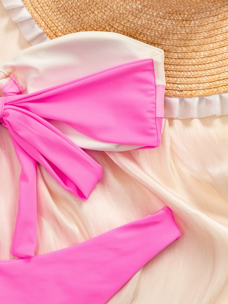 Women's Clothing Split Bikini Gradient Color Block Personality Ring Tube Top Bikini_voghion.com