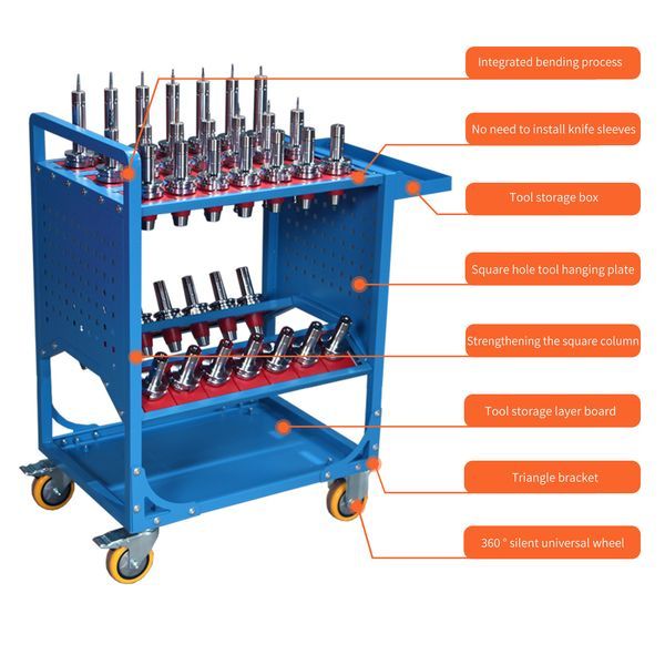 Tool Cart 40 Taper Tool Holder CNC Tool Cart CAT40 Tool Trolley BT40 Service Carts CNC Machine Tool Service Cart (CAT40 35 Capacity)_voghion.com