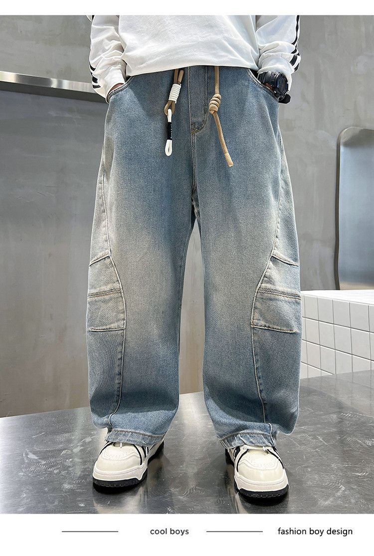 Jeans elasticizzati in denim per bambine con orlo grezzo di Mother & Kids - Comodi ed eleganti per bambine dai 3 agli 8 anni (120-170 cm) Jeans elasticizzati in denim per bambine con orlo grezzo_voghion.com