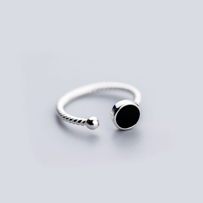 Anelli per il mignolo geometrici alla moda, in resina nera, stile unisex, combinazione creativa_voghion.com