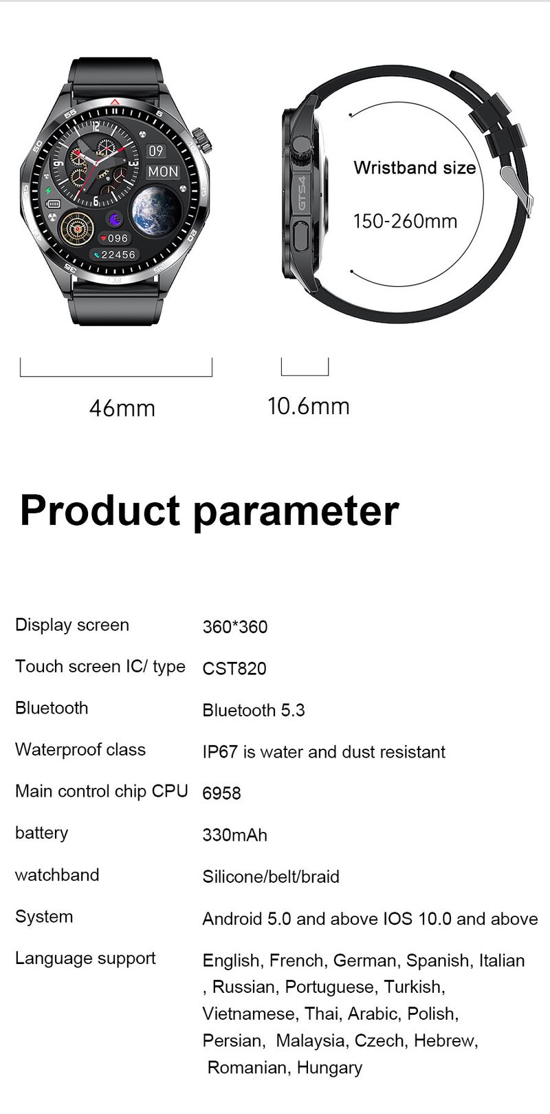 LEMFO Smart Watch With Bluetooth Calling, HD Display, Fitness & Health Tracking For Men & Women – GTS4/LT09 Model, Waterproof, Heart Rate_voghion.com
