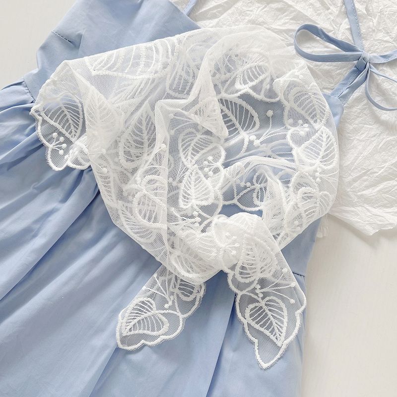 Vielseitiges Dreieckstuch aus französischer Spitze für Frühling und Sommer, neues weißes Super-Feen-Mädchen-Kopftuch, süßes Stirnband_voghion.com