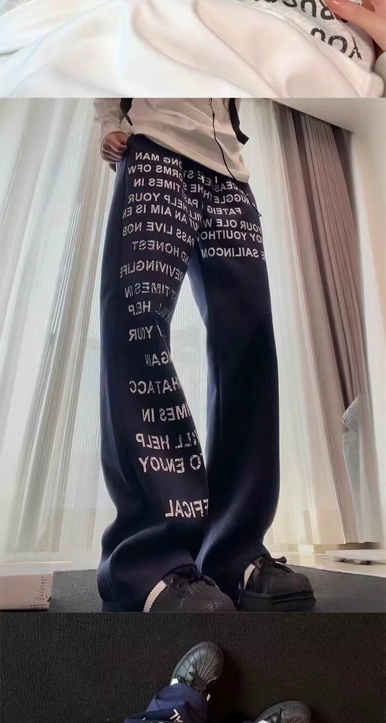 Vintage Graffiti Jeans – Oversized Straight-Leg Denim Pants | Retro Streetwear & Urban Stacked Fit (S-3XL)_voghion.com