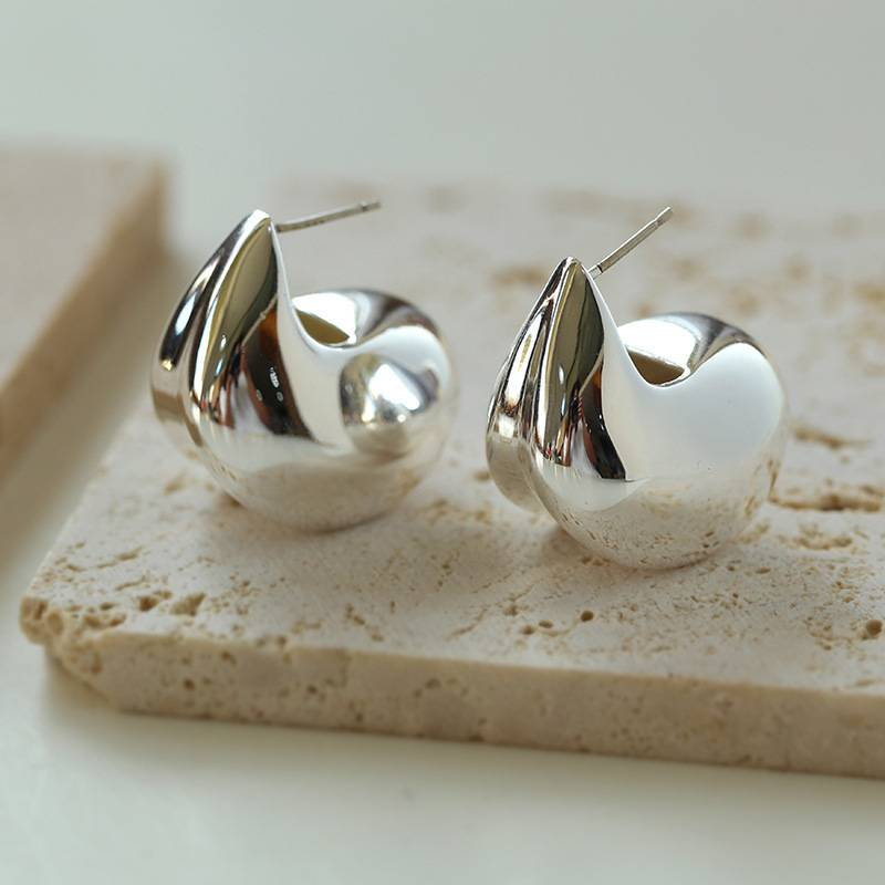 Orecchini versatili geometrici in metallo Ins per donna, design alla moda, orecchini irregolari_voghion.com