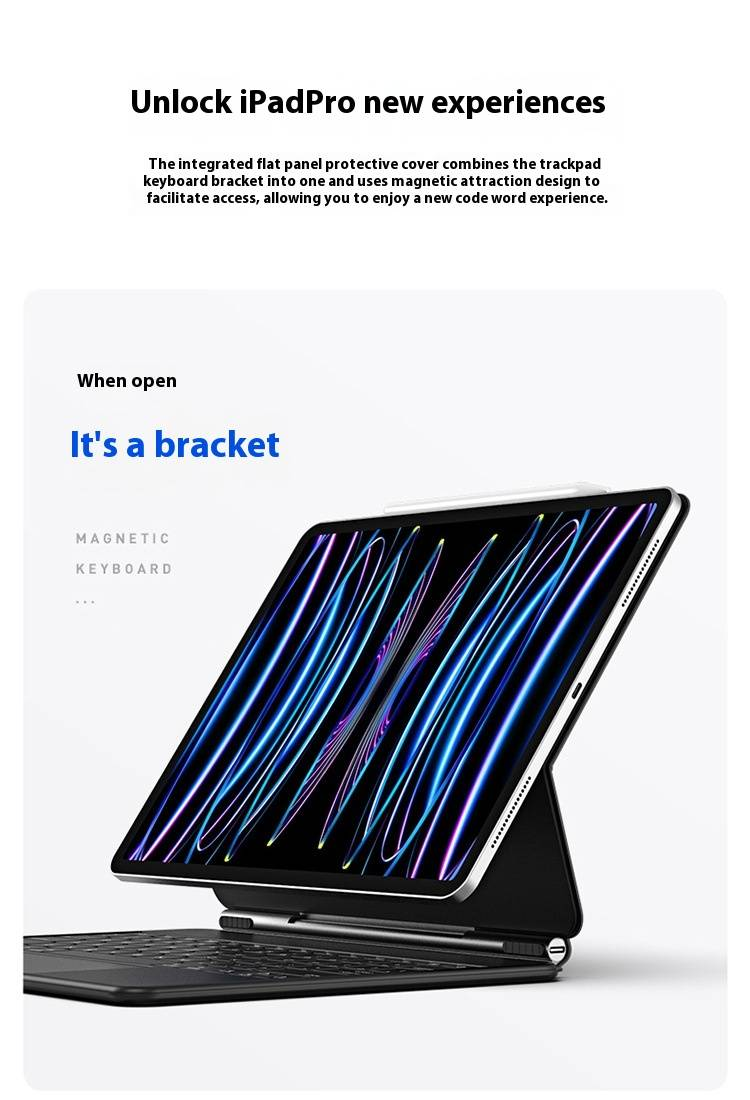 Magnētisks peldošs tastatūras maciņš iPad Pro 13/12.9, noņemams Bluetooth tastatūras pārsegs ar skārienpaliktni, saderīgs ar Air 13_voghion.com