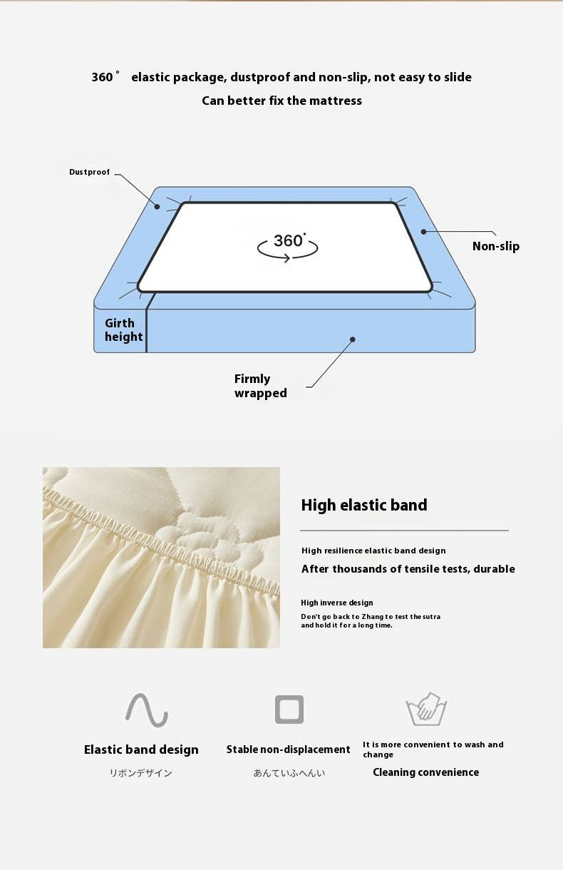 Winter-Weight Soybean Fiber Fitted Sheet - Non-Slip Mattress Protector With Quilted Padding - Solid Color Simple Design For Simmons/Spring Mattress_voghion.com