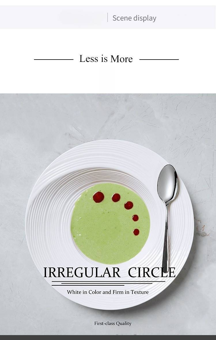 Modern Minimalist Ceramic Soup Plate - 10.5" White Textured Pasta Bowl With Artistic Line Design For Restaurant & Home Dining_voghion.com