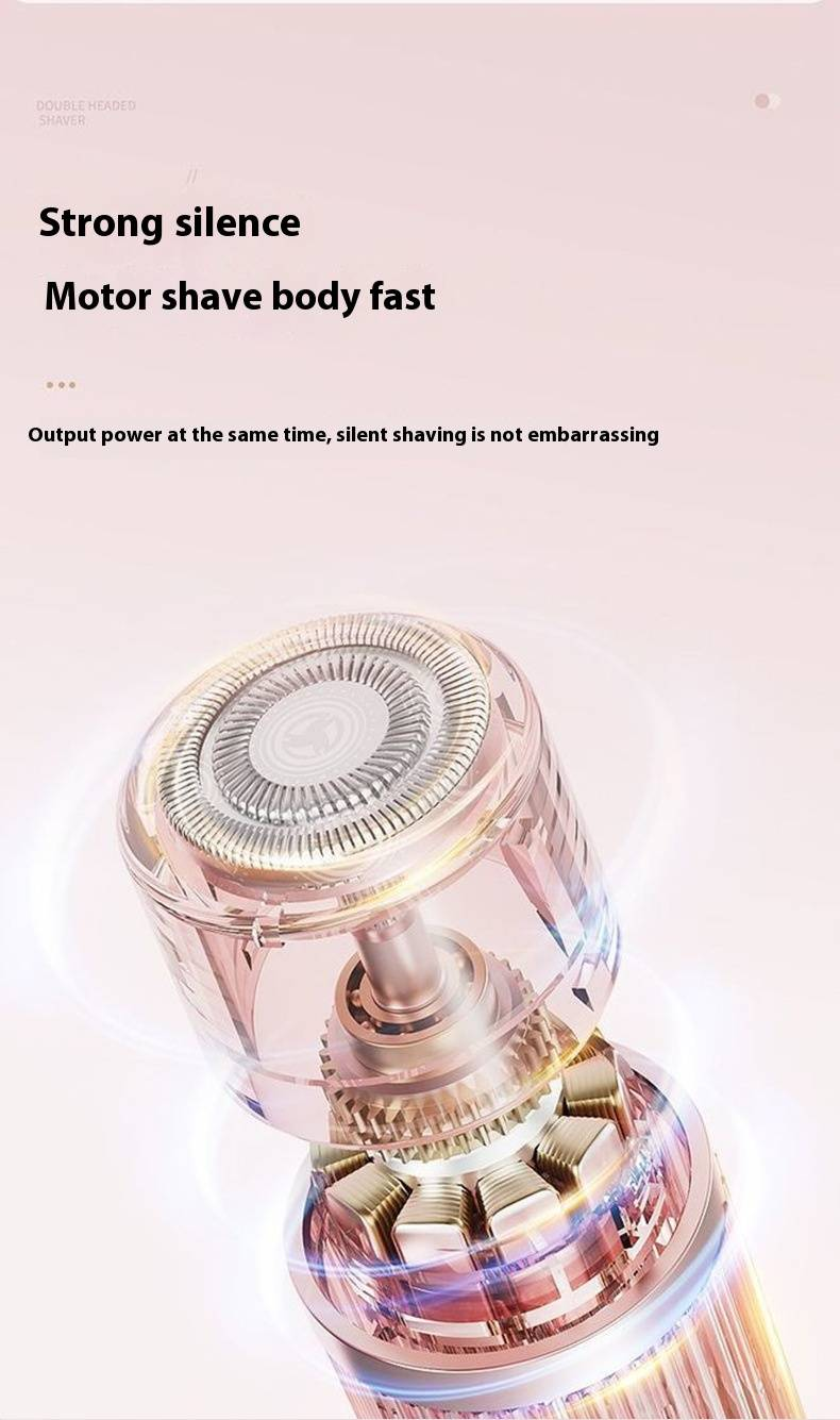 Damen Doppelkopf Elektrorasierer Lippenhaar Achselhaar Privathaarentferner Beinhaar Schamhaarschneider_voghion.com