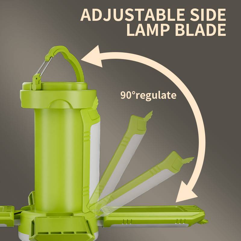 Linterna portátil de 4 hojas para acampar, recargable por USB, para tienda de campaña al aire libre, plegable, con luces LED de fútbol y gancho para colgar, luz blanca y roja._voghion.com
