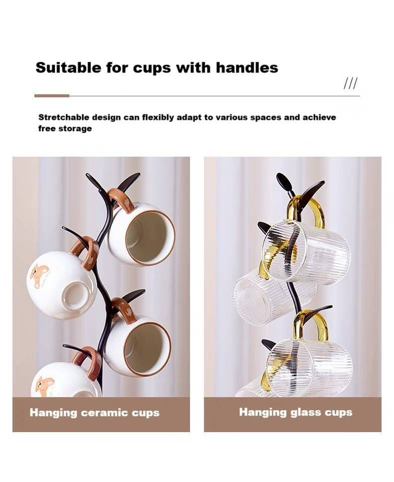 Kreativer, baumförmiger Deko-Halter fürs Wohnzimmer, umgedrehter Teetassenhalter, Schlüsselablage_voghion.com