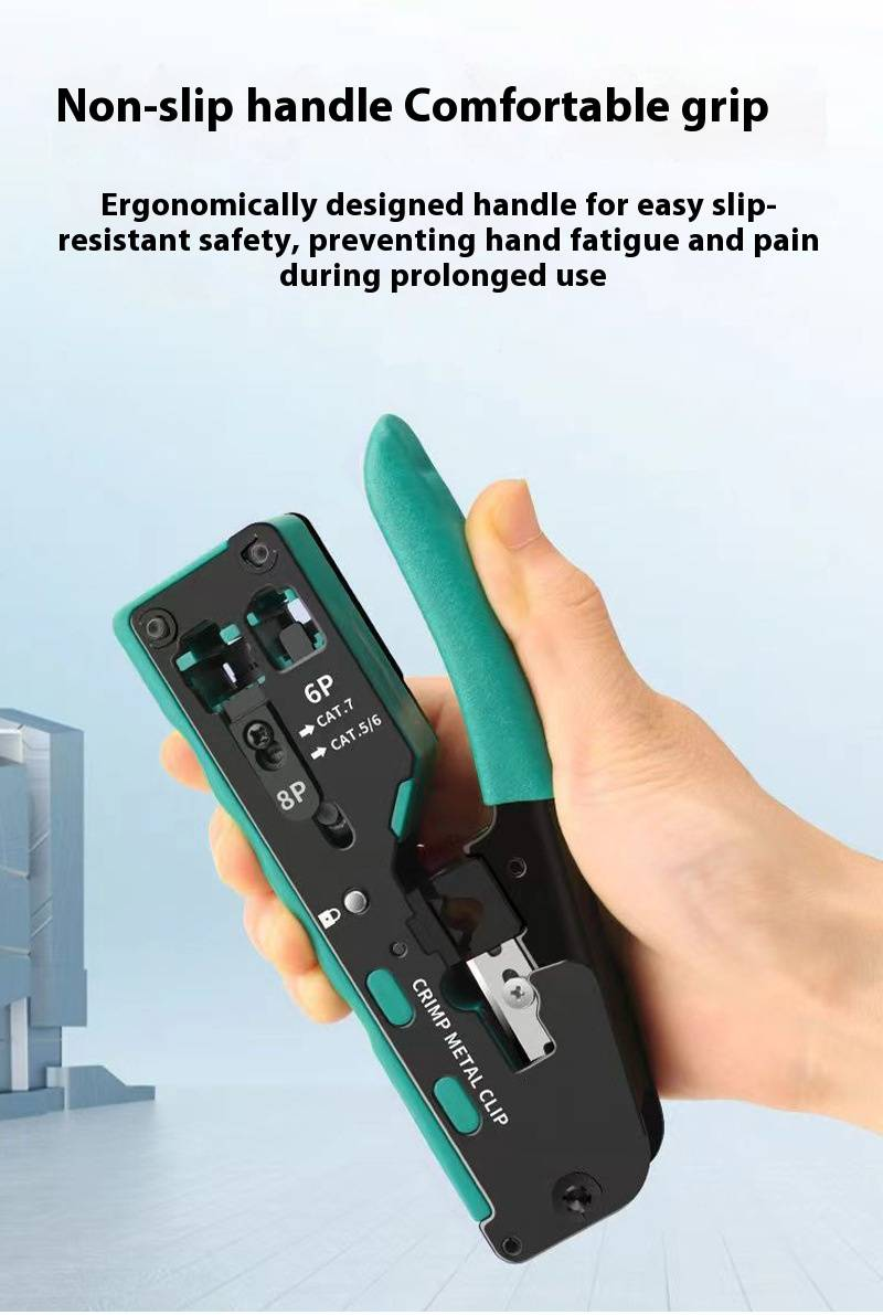 Professional RJ45 Crimping Tool For Cat6 Cat7 Ethernet Cables - High Carbon Steel Blade, Ergonomic Design For Effortless Crimping_voghion.com