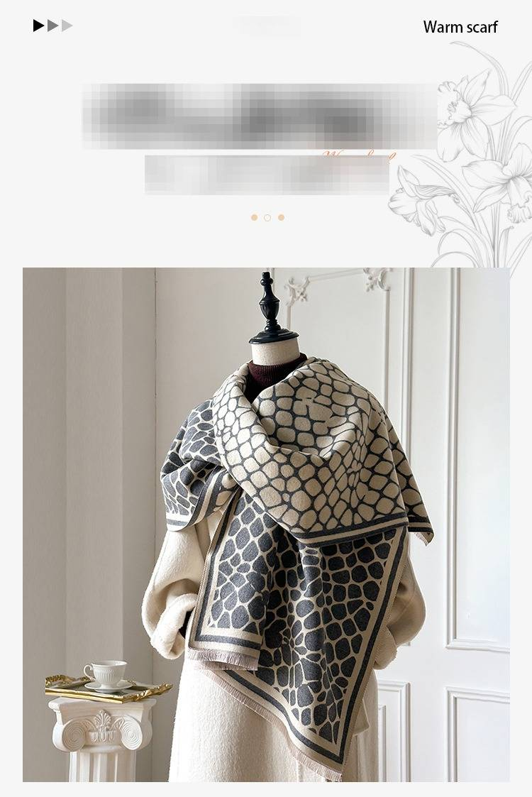 Retro High End Texture Imitation Cashmere Scarf Women Autumn And Winter Thick Warm Windproof Cold Resistant Student Neck Shawl_voghion.com