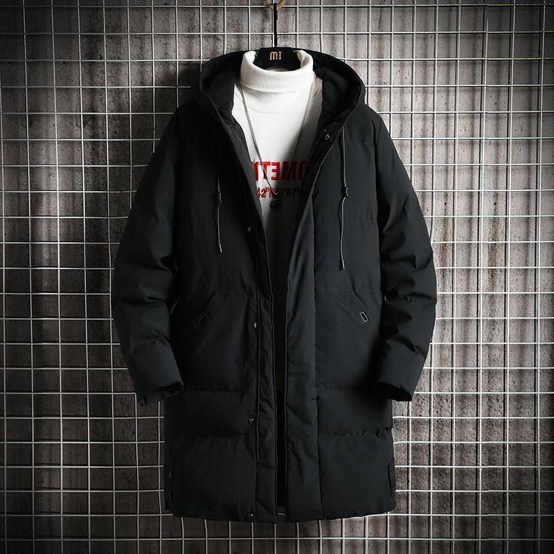 Übergroßer Wintermantel mit Kapuze für Herren mit dicker Polyesterfaserfüllung, langer Freizeitparka für kaltes Wetter (Grau/Schwarz/Grün)_voghion.com