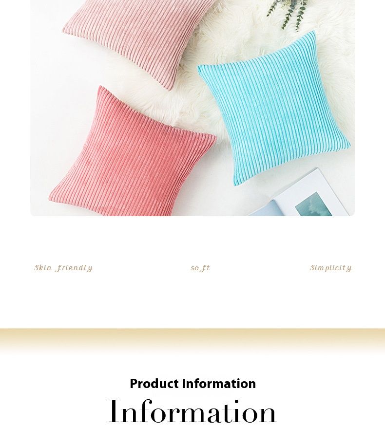 Hemore fluwelen corduroy kussenslopen met pluizige PP katoenen vulling - effen gekleurde sierkussens voor bank, bed en kinderkamer (45x45cm / 50x50cm)_voghion.com