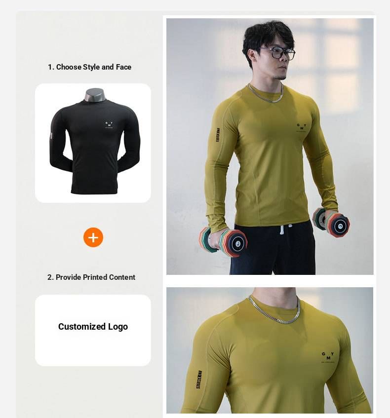 KOOSSOASISMen's Long-sleeved Fitness Top, Tight-fitting, High-elasticity, Quick-drying, Breathable T-shirt, Warm Base Layer_voghion.com