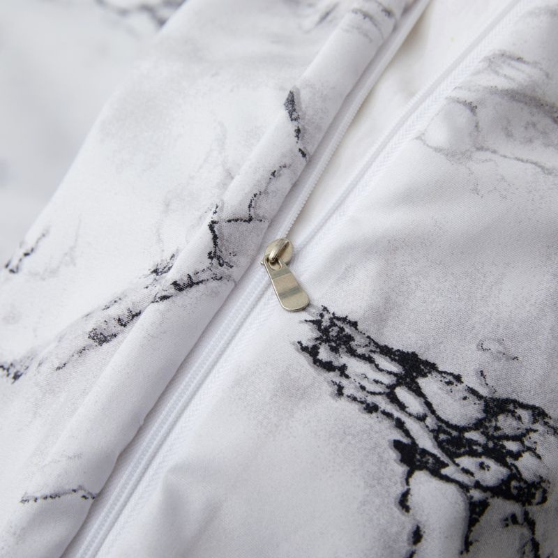 Witte marmeren dekbedovertrekset met drie delen in zacht polyester - gefreesde fluwelen textuur_voghion.com