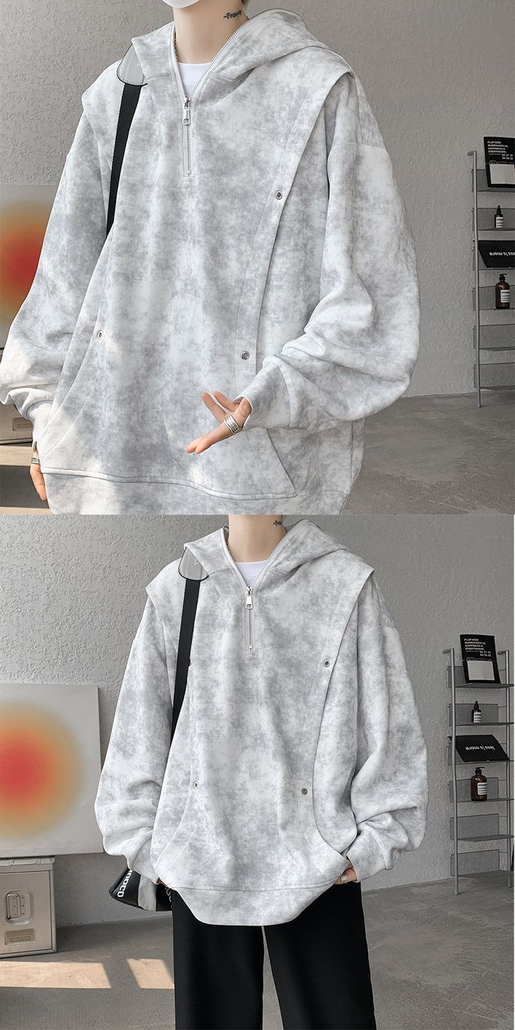 Giacca versatile da uomo con design tie-dye spesso, ampia giacca primaverile e autunnale, felpa con cappuccio in stile americano alla moda per uomo_voghion.com