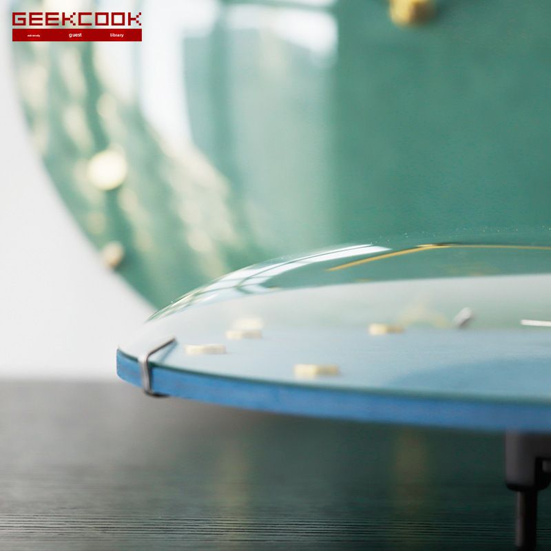 Reloj de pared moderno y lujoso, silencioso, sin marco, de 12 pulgadas, con marcadores de latón y vidrio convexo, diseño oscilante_voghion.com