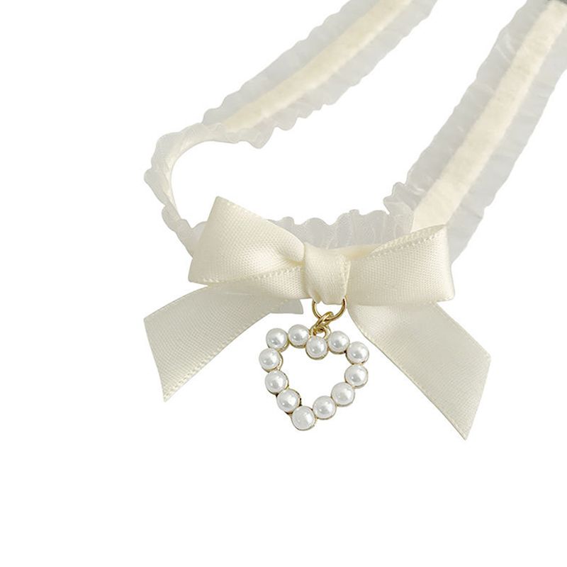 Ready Stock Damen Niedliches Halsband Lolitas Handgefertigt Vintage Spitze Herz Choker Für Frauen Gothic Schleife Knoten Halskette Mädchen Uniform_voghion.com