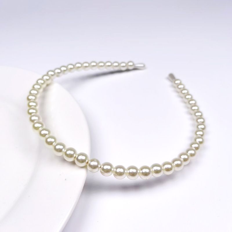 Korean Influencer Pearl Headband For Women, Versatile Minimalist Hair Hoop, Handmade Pearl-strung Fashion Elegant Hair Accessory_voghion.com