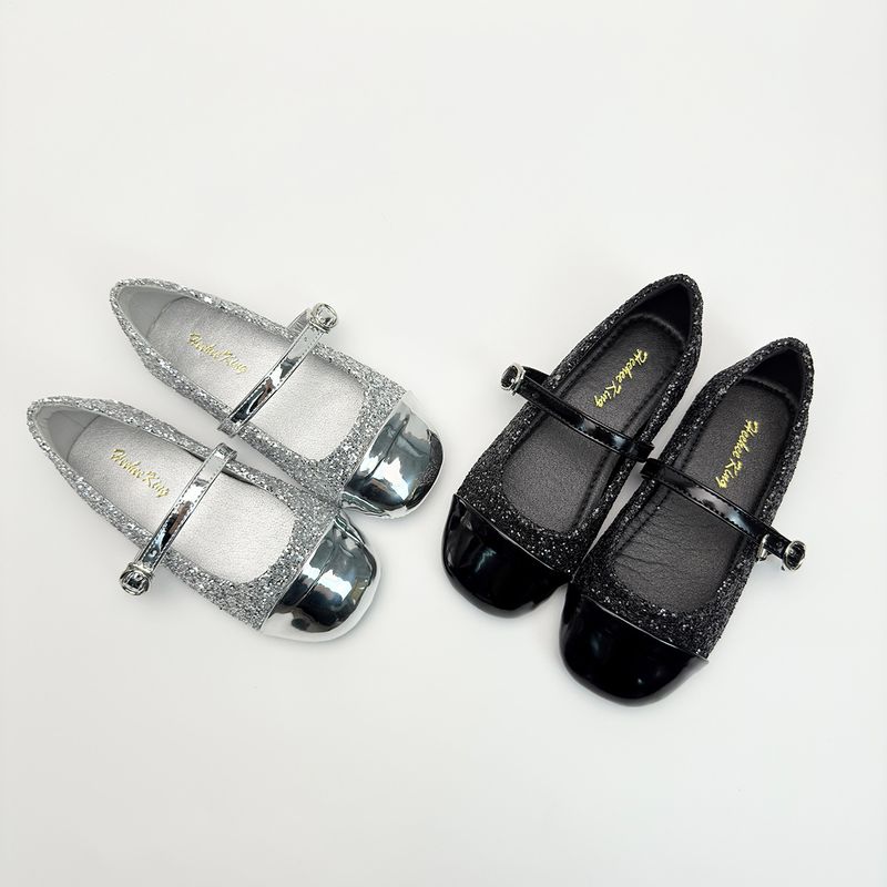 Mädchen-Flachschuhe, runde Zehenpartie, flacher Mund, flache Mädchenschuhe, süße neue Pailletten-Strass-Silber-Mary-Jane-Schuhe für Mädchen_voghion.com