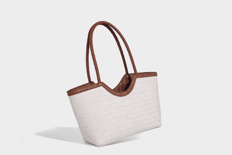 Borsa tote in pelle intrecciata con tasca interna, borsa a tracolla di grande capacità per uso quotidiano, shopping, viaggi - Design marrone chic_voghion.com