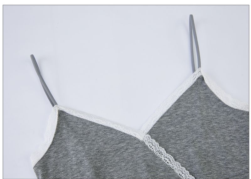 #Lyocell Zhen Quality # Canotta estiva da donna in pizzo con scollo a V e spalline sottili, vita alta, sexy, interno/esterno_voghion.com