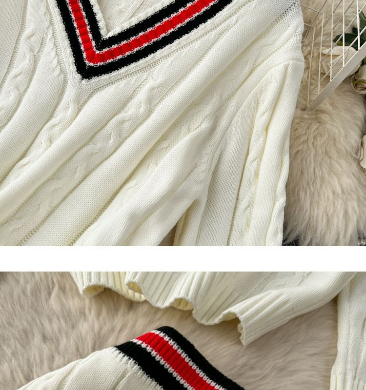 Damenbekleidung, modisches, lässiges, schickes Strickoberteil + hohe Gürteltasche, Hip-Twist-Pulloverrock, zweiteiliges Set_voghion.com