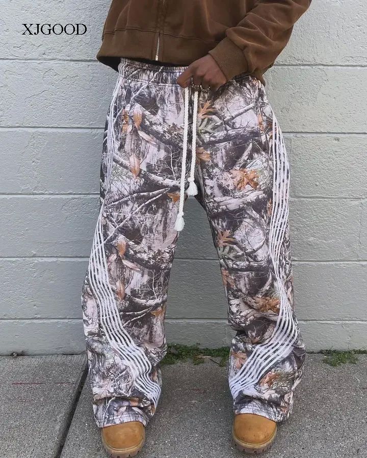 Pantalon cargo camouflage rétro pour homme - Coupe ample, style urbain décontracté, vêtement de travail fonctionnel avec de multiples poches_voghion.com