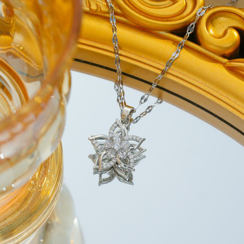 Real Gold Electroplated Rose Rotating Windmill Instagram Fashion Necklace Women's Internet Celebrity Hot Clavicle Chain_voghion.com