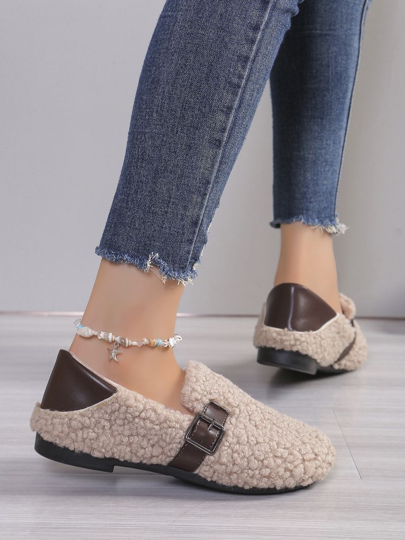 Women's Slip-On Winter Booties - Plush Faux Fur Lined House Shoes With Memory Foam (White/Brown/Black)_voghion.com