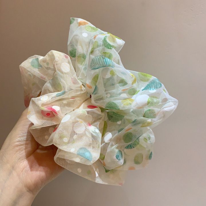 Nuova fascia per capelli a pois in rete, stile foresta, piccola, fresca e dolce, per bambina, ad alta elasticità, con anello per l'intestino crasso, accessori per capelli_voghion.com