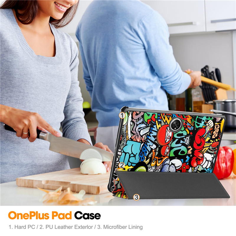 For OPPO Pad 2 Case Painted Smart Leather Hard Cover for Coque Oneplus Pad Tablet Case For Funda OPPO Pad2 11.61 Inch #S_voghion.com
